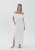 Essence Linen Dress -  Off Shoulder with Ruffle Detail