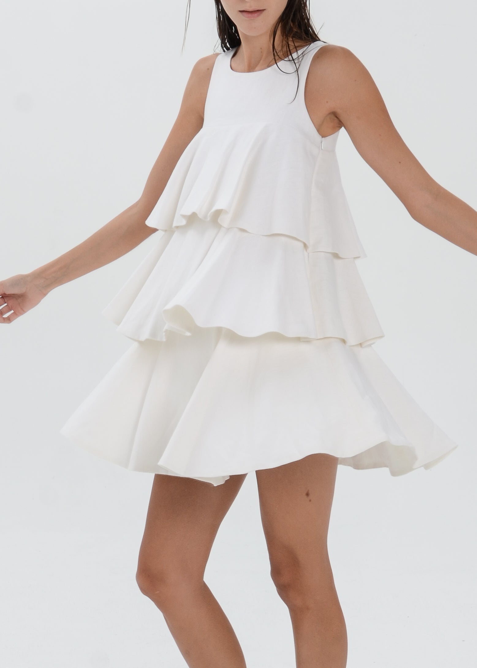 The Essence Linen Dress -  Tiered Ruffle Dress
