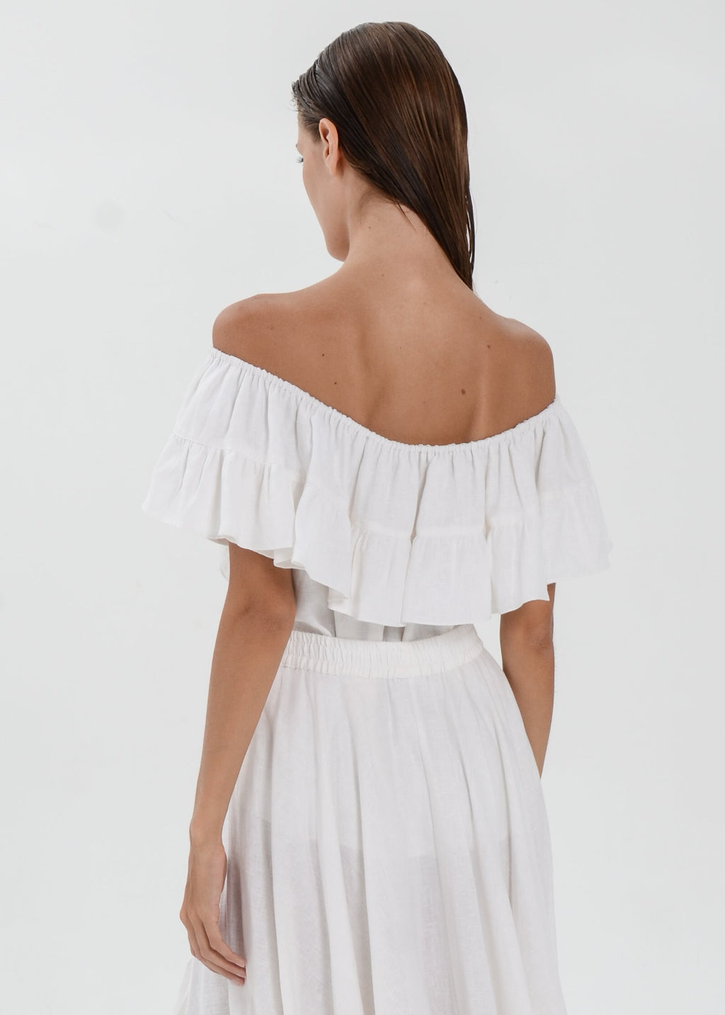 Flo Linen Top - Ruffle Off Shoulder Blouse