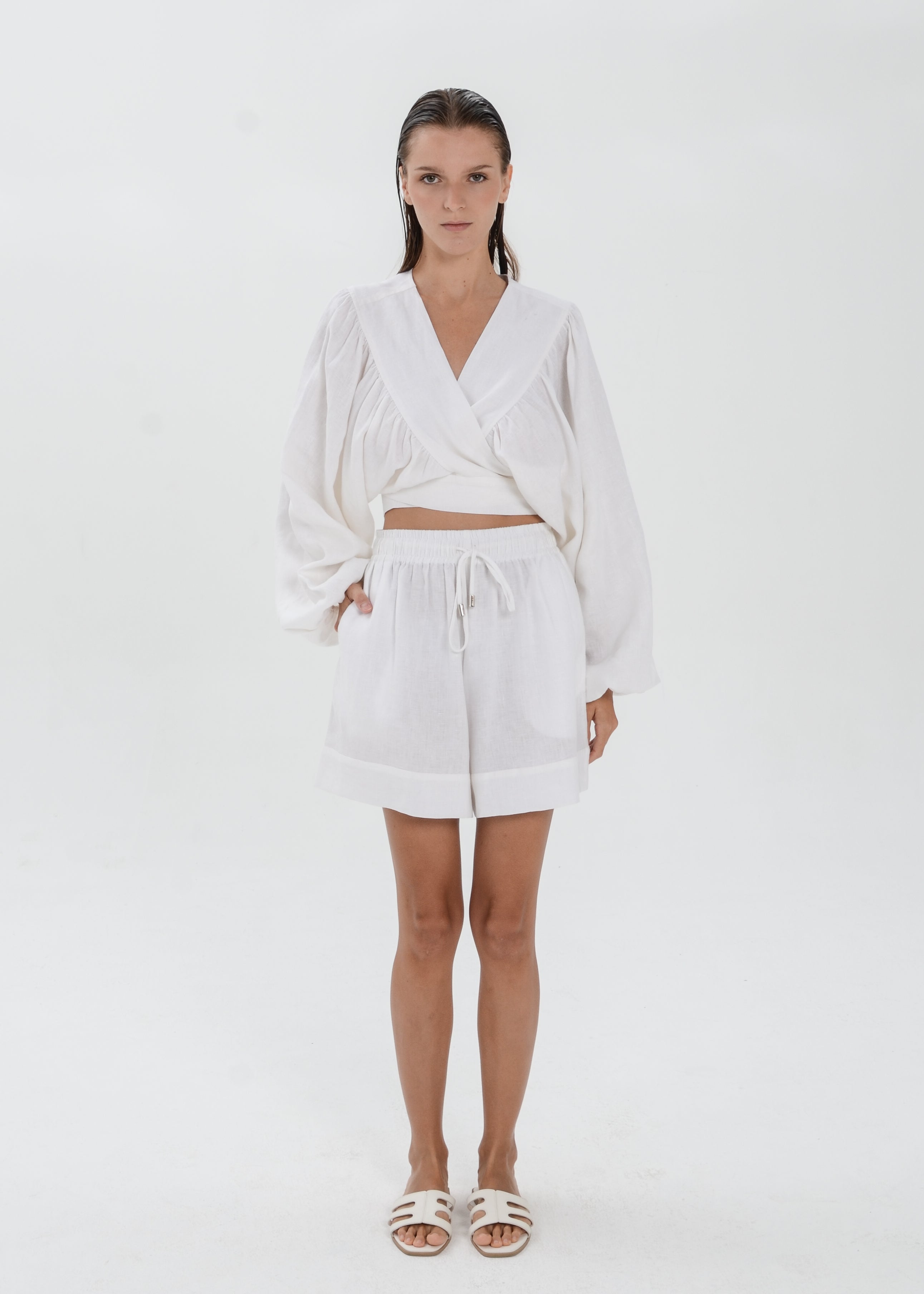 Bali Linen Top - Tie Waist Jacket