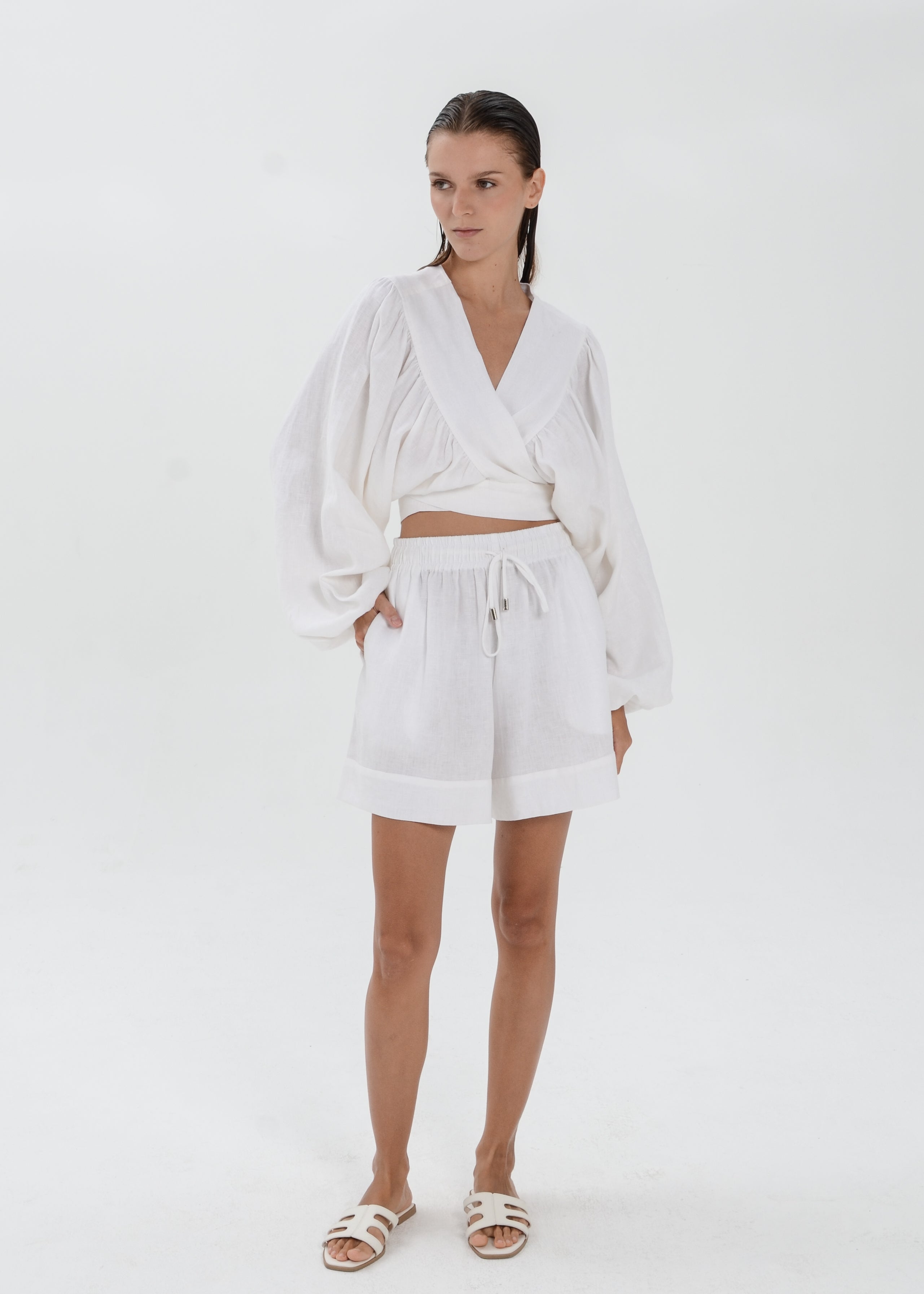 Bali Linen Top - Tie Waist Jacket