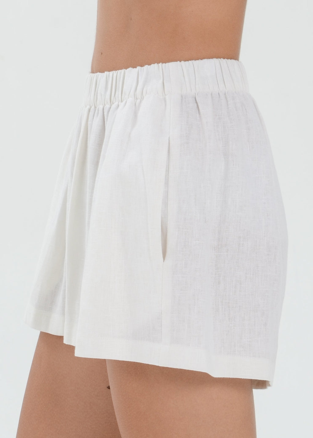 The Essence Linen Pants - Elastic Waist Mini Shorts