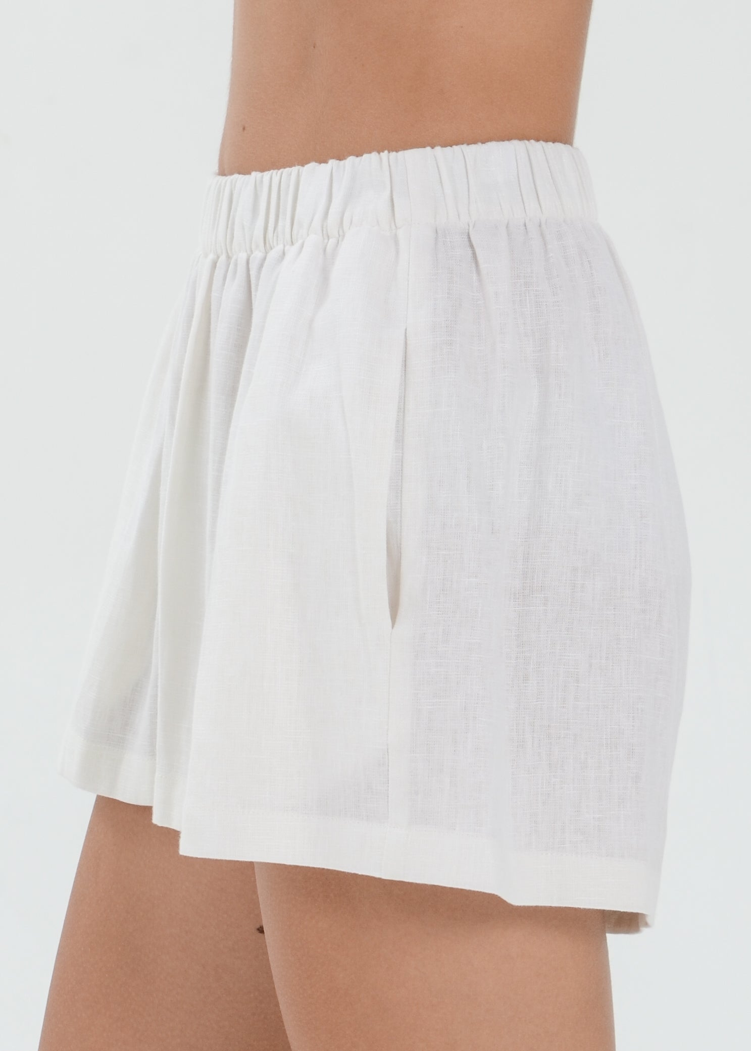 The Essence Linen Pants - Elastic Waist Mini Shorts