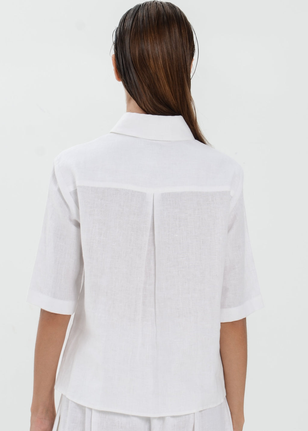 The Essence Linen Top - Collared Polo Blouse with Button Front