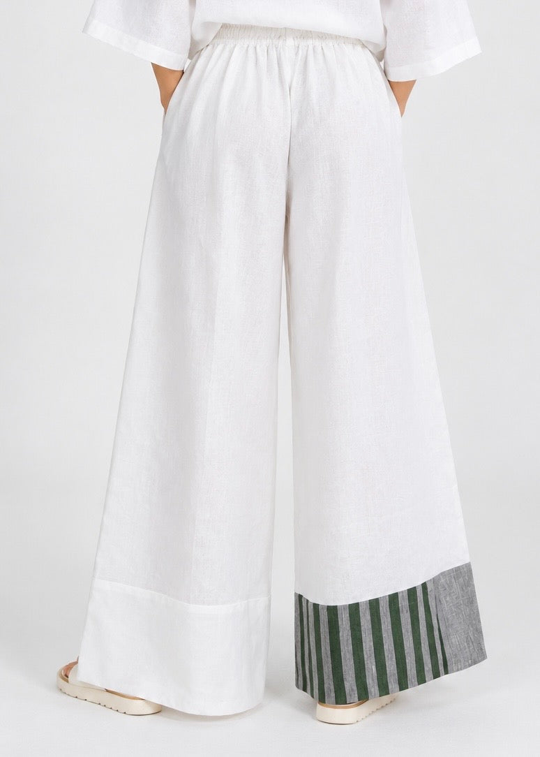 Nourah Trouser (Forest Green & Silver Stripes Accent)