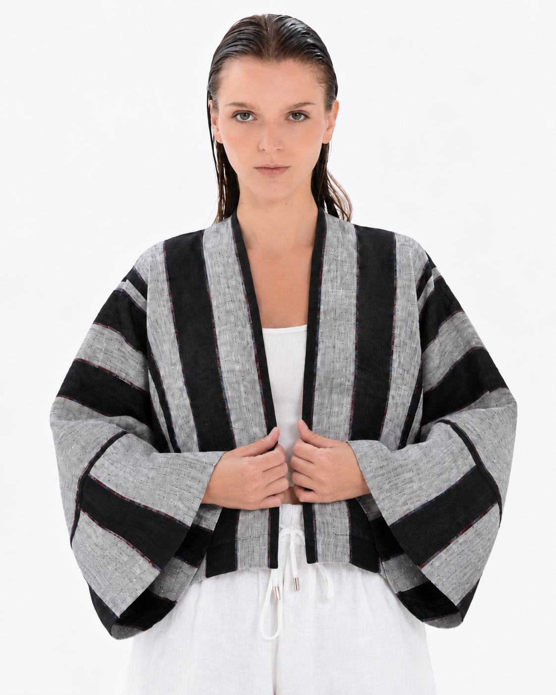 Sheera Blazer Jacket (Onyx Silver Stripes)