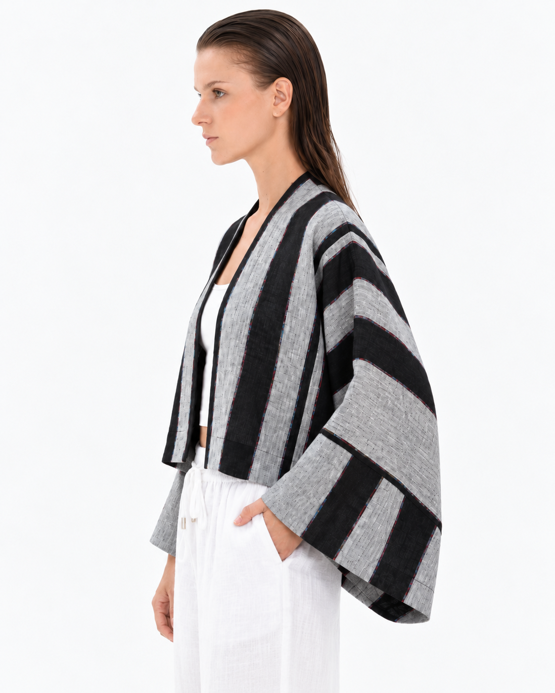 Sheera Blazer Jacket (Onyx Silver Stripes)