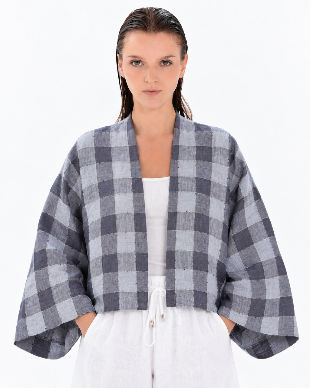 Sheera Blazer Jacket (Lavender Slate Check)