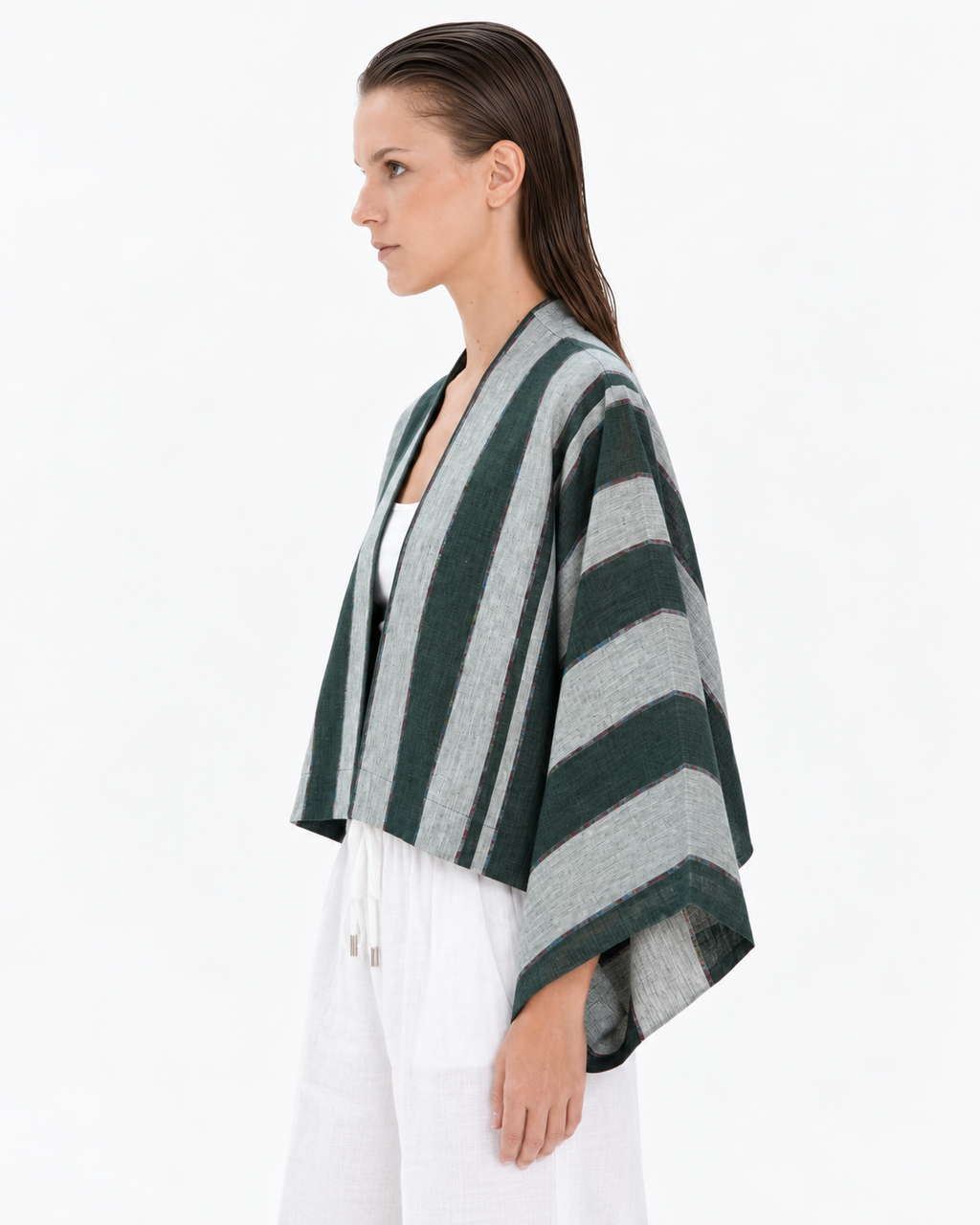 Sheera Blazer Jacket (Forest Green & Silver Stripes Accent)