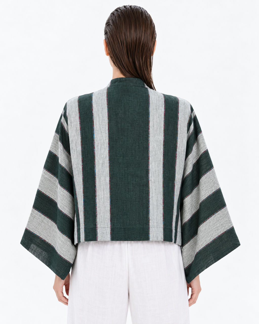 Sheera Blazer Jacket (Forest Green & Silver Stripes Accent)
